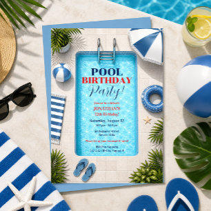 Pool Party Birthday Summer Invitation