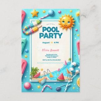 Pool Party Birthday Sweet Sixteen Summer Swim Encl Enclosure Card