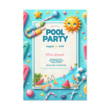 Pool Party Birthday Sweet Sixteen Summer Swim