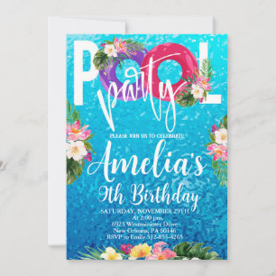 Pool Party Birthday, Swimming Party, Any Age Invitation