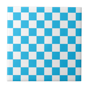 Pool Party Blue Chequerboard Ceramic Tile