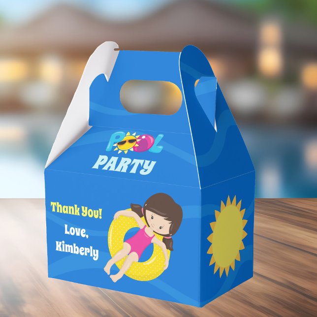 Pool Party Blue Water Cool Custom Kids Birthday Favour Box (Creator Uploaded)
