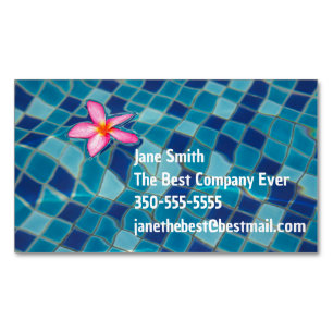 Pool party blues pink flower floating color pop 	Magnetic business card