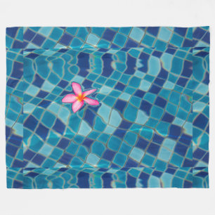 Pool party blues pink flower floating colour pop fleece blanket