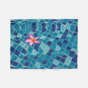 Pool party blues pink flower floating colour pop fleece blanket