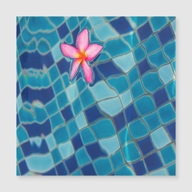 Pool party blues pink flower floating magnet (Front)