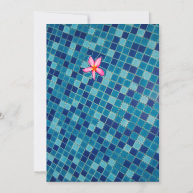 Pool party blues pink flower floating pop colour invitation (Front)