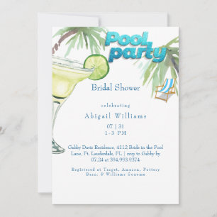 Pool Party Bridal Shower Margarita II Invitation