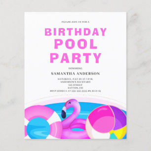 Pool Party Budget Birthday Invitation Flyer