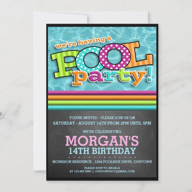 Pool Party Celebration Invitation (Front)