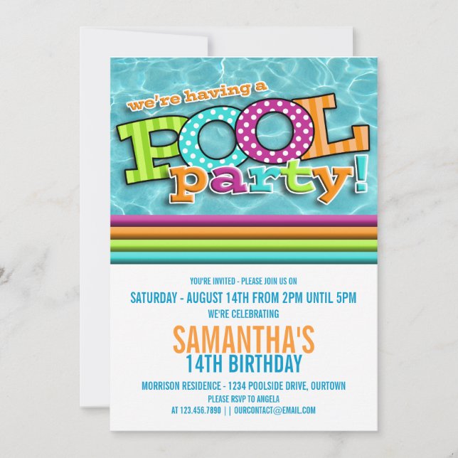 Pool Party Celebration Invitation (Front)