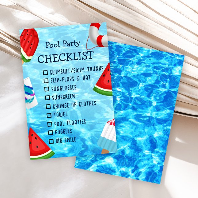 Pool Party Checklist Kids Birthday Enclosure Card (Pool Party Checklist Kids Birthday Enclosure Card)