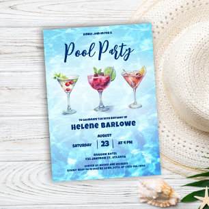 Pool Party Cocktail Summer Birthday Invitation