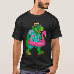 Pool Party Dinosaur Pink Flamingo Float Funny T re T-Shirt