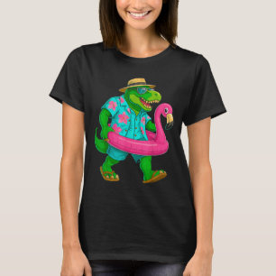 Pool Party Dinosaur Pink Flamingo Float Funny T T-Shirt