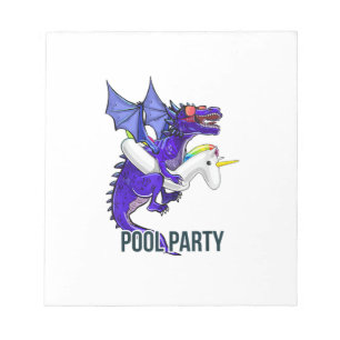 Pool Party Dragon Unicorn Float Shirt Dragon Gifts Notepad