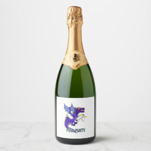 Pool Party Dragon Unicorn Float Shirt Dragon Gifts Sparkling Wine Label