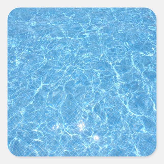 Pool Party Elegant Trendy Blank Blue Water Square Sticker (Front)