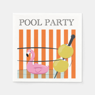 Pool Party Flamingo float Cocktail Napkins