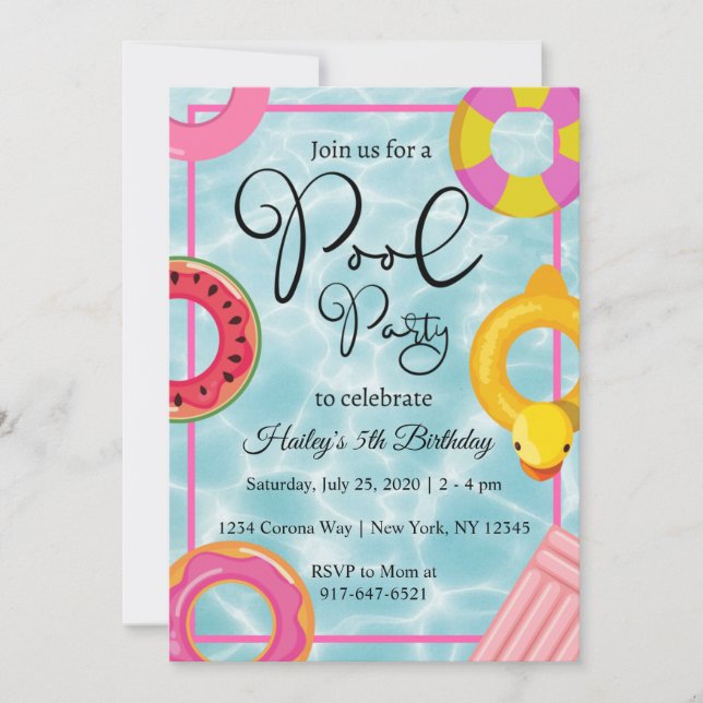 Pool Party Floaties Birthday Party Invitation (Front)