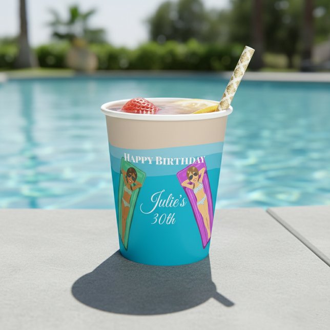 Pool Party for 30th Birthday Paper Cups (Creator Uploaded)
