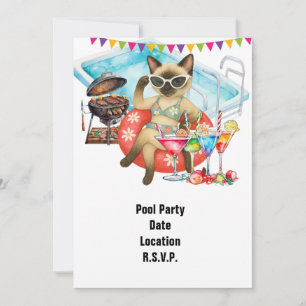 Pool Party for Cat Lovers  Invitation
