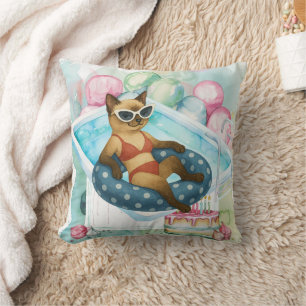 Pool Party for Siamese Cat lovers  Cushion