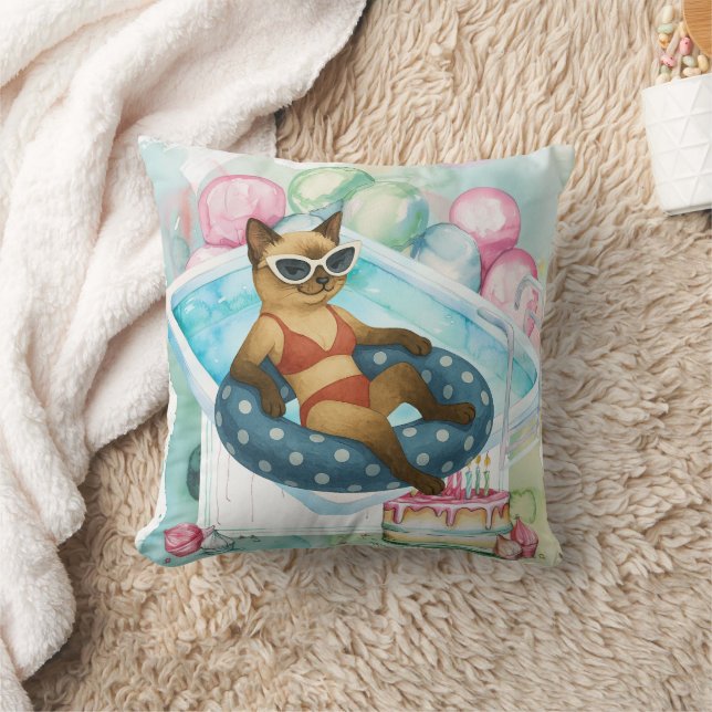 Pool Party for Siamese Cat lovers  Cushion (Blanket)