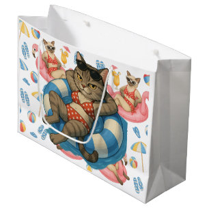Pool Party for Siamese Cat lovers Large Gift Bag