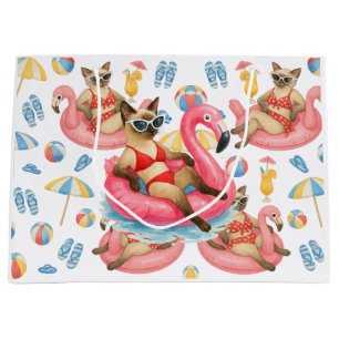 Pool Party for Siamese Cat lovers Large Gift Bag