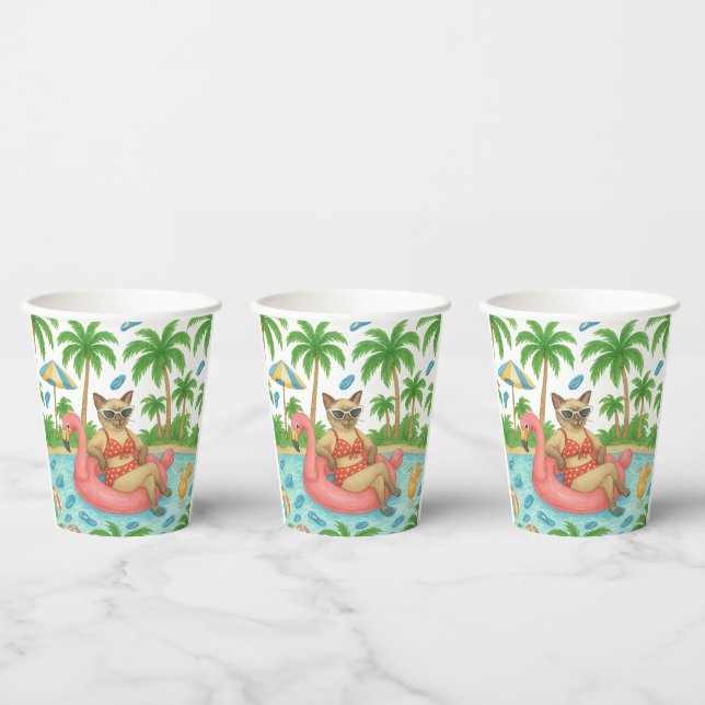 Pool Party for Siamese Cat lovers  Paper Cups (Multi)