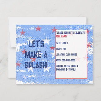 Pool Party for Summer, Holiday or Birthday  Invitation