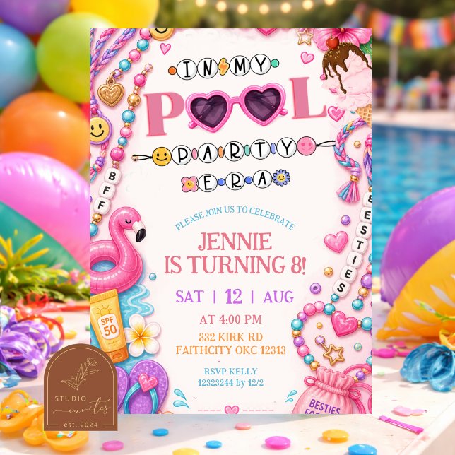 pool party friendship bracelet invitation (Creator Uploaded)