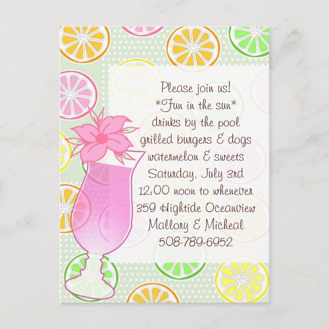 Pool Party, Fun in the sun invitation (Front)
