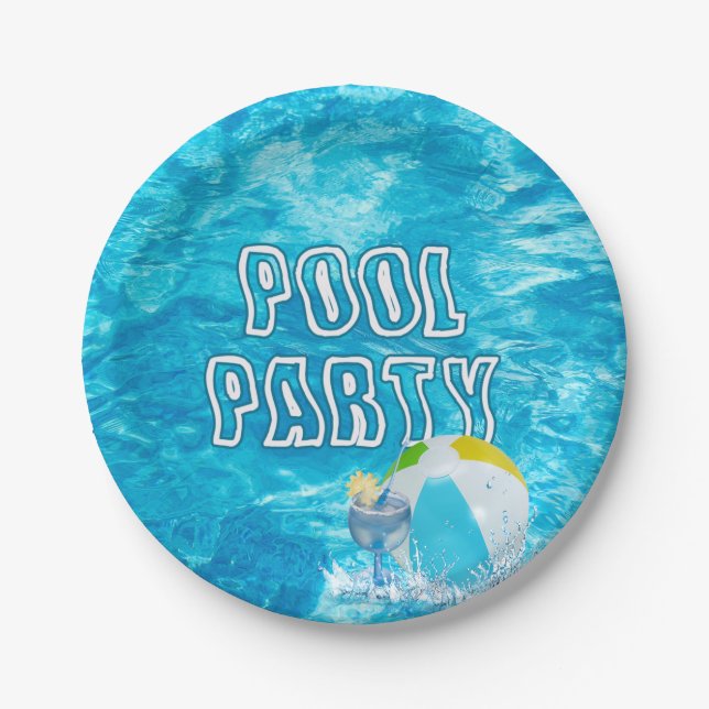 Pool Party Fun Paper Plate (Front)
