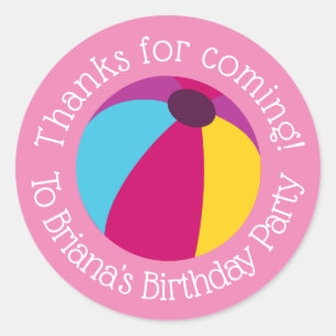 Pool Party Girl Birthday Party Favours Classic Round Sticker