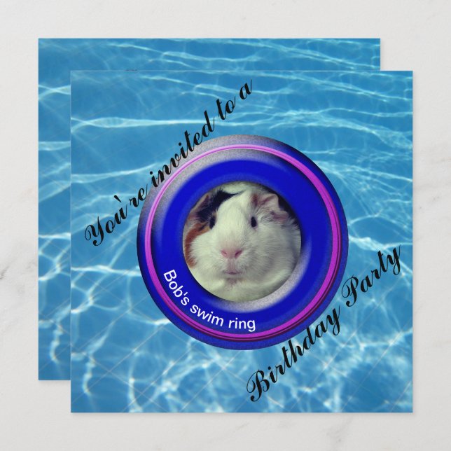 Pool party guinea pig invitation (Front/Back)