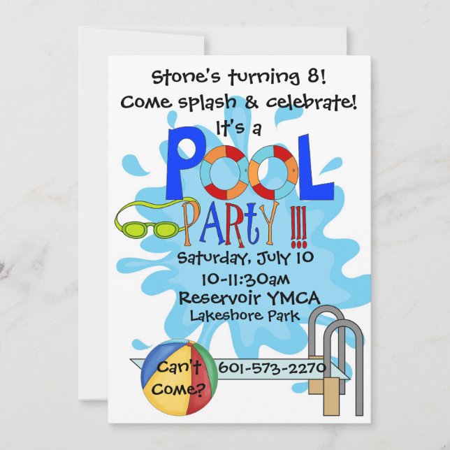 Pool Party Invitation (Front)