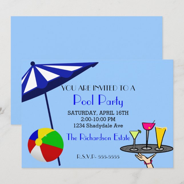 Pool Party Invitation (Front/Back)