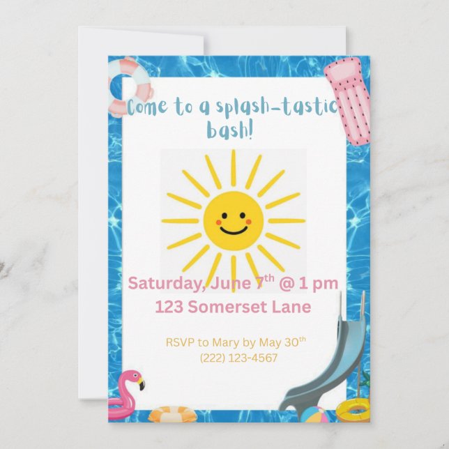 Pool party invitation (Front)