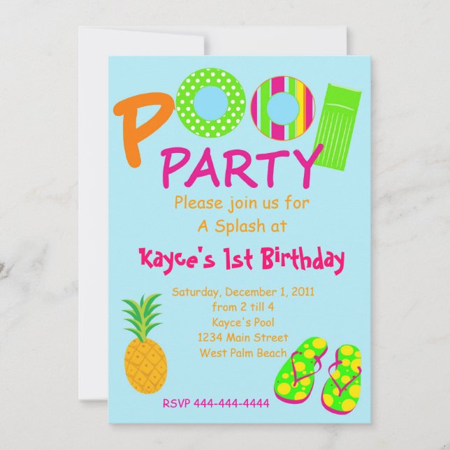 Pool Party Invitation (Front)