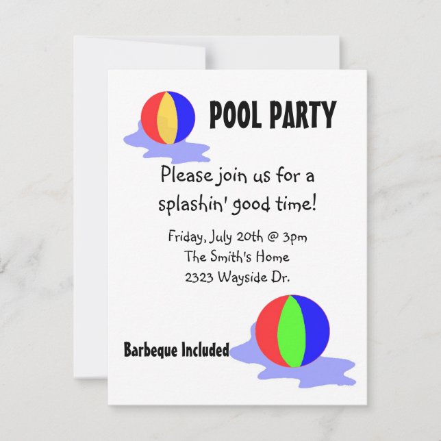 Pool Party Invitation (Front)
