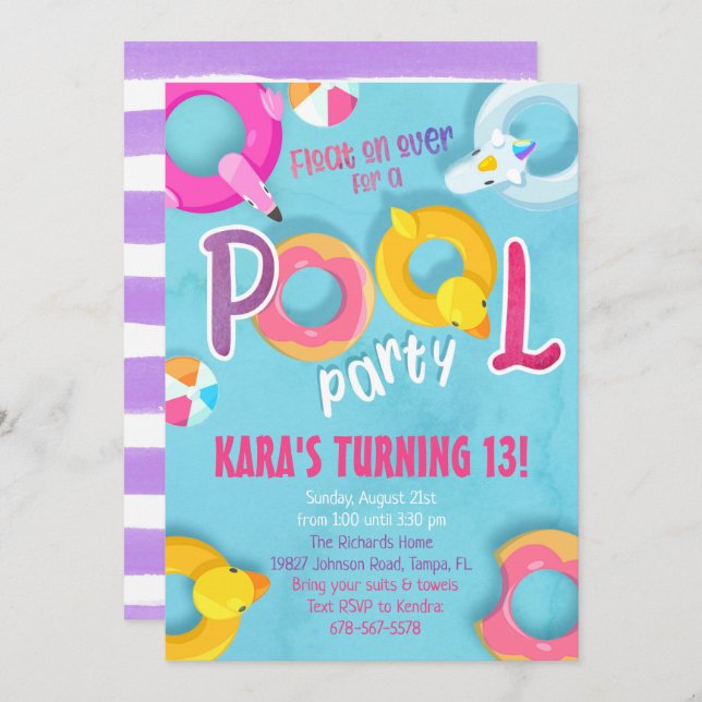 Pool Party Invitation (Front/Back)