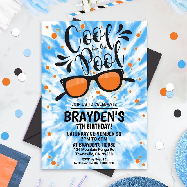 Pool Party Invitation Boy Cool by the Pool Party (Creator Uploaded)