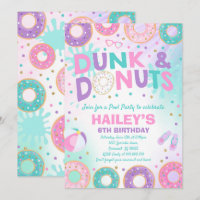 Pool Party Invitation Dunk And Doughnuts Pool Part
