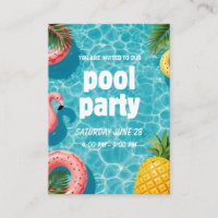 Pool Party Invitation Flamingo Tropical Fun