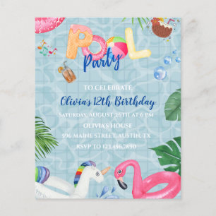 Pool Party Invitation Flyer