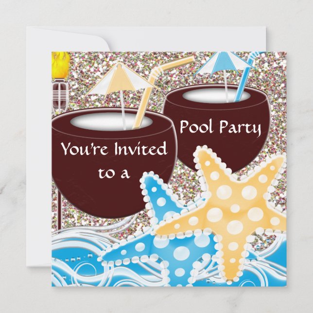 Pool Party Invitation or Any Occassion Graduation, (Front)