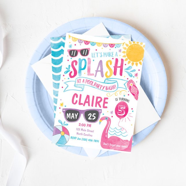 Pool Party Invitation, Pool Bash Birthday Invite (Creator Uploaded)