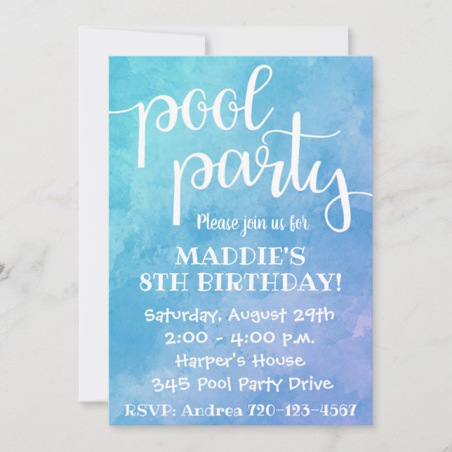 Pool Party Invitation | Pool Party Birthday (Front)